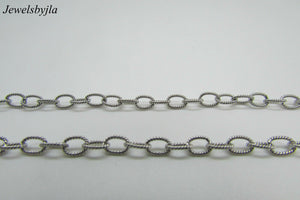 14K White Gold Pretty Handmade Link Chain 22 Inches 8 Grams Made In Italy.