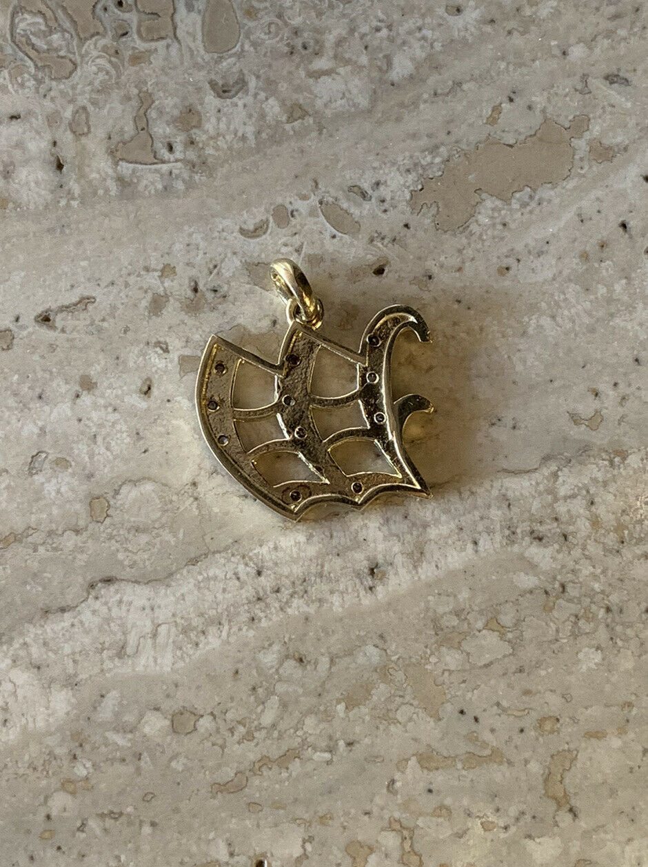 14K Yellow Gold Old English Gothic Style Large Initial W Pendant With 0.21 Cts Sale