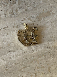 14K Yellow Gold Old English Gothic Style Large Initial W Pendant With 0.21 Cts Sale