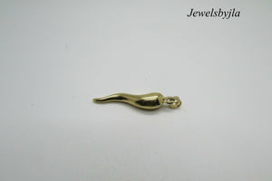 14K Yellow Gold Pretty Italian Horn Cornicello Pendant .90 Grams