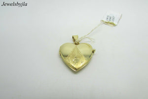 14K Yellow Gold Pretty Heart Locket Pendant/Charm With Design Made In Italy