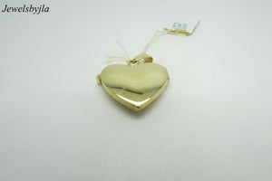 14K Yellow Gold Pretty Heart Locket Pendant/Charm With Design Made In Italy