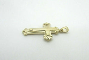 14K Pretty Yellow Gold Cross With White Gold Screw Circles On The Corners