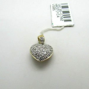 14K Pretty Yellow Gold Heart Pendant With Round Diamonds Pave Setting 0.40 Cts