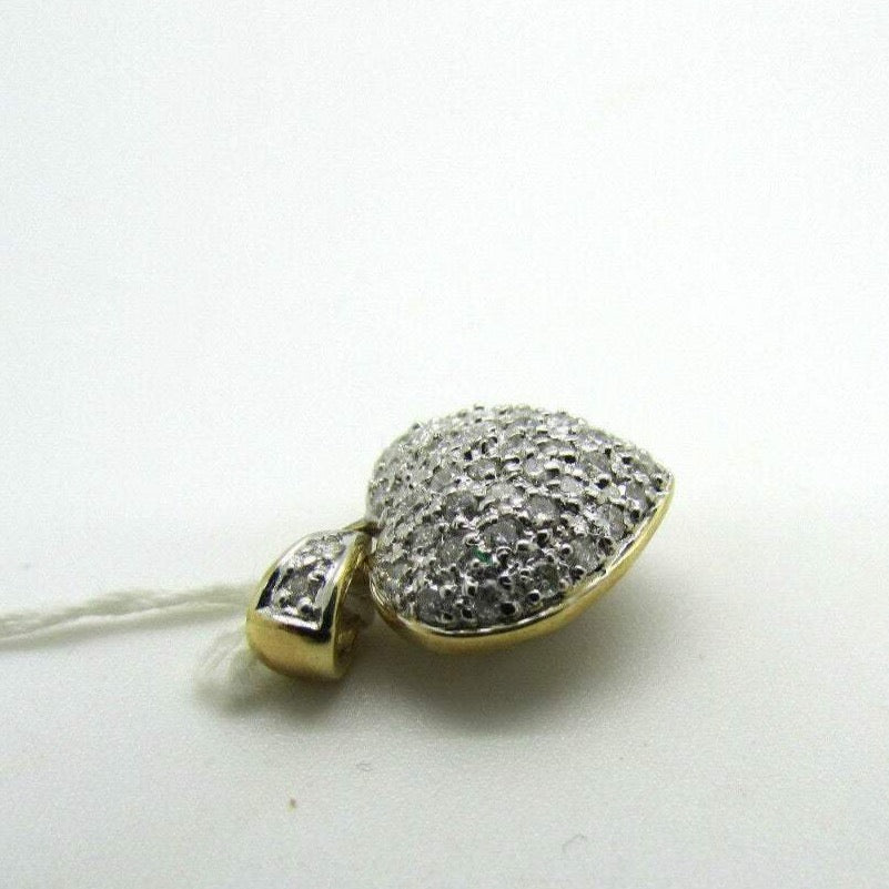 14K Pretty Yellow Gold Heart Pendant With Round Diamonds Pave Setting 0.40 Cts