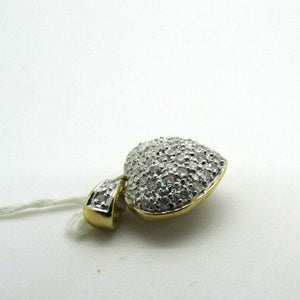 14K Pretty Yellow Gold Heart Pendant With Round Diamonds Pave Setting 0.40 Cts