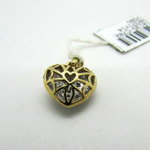 14K Pretty Yellow Gold Heart Pendant With Round Diamonds Pave Setting 0.40 Cts
