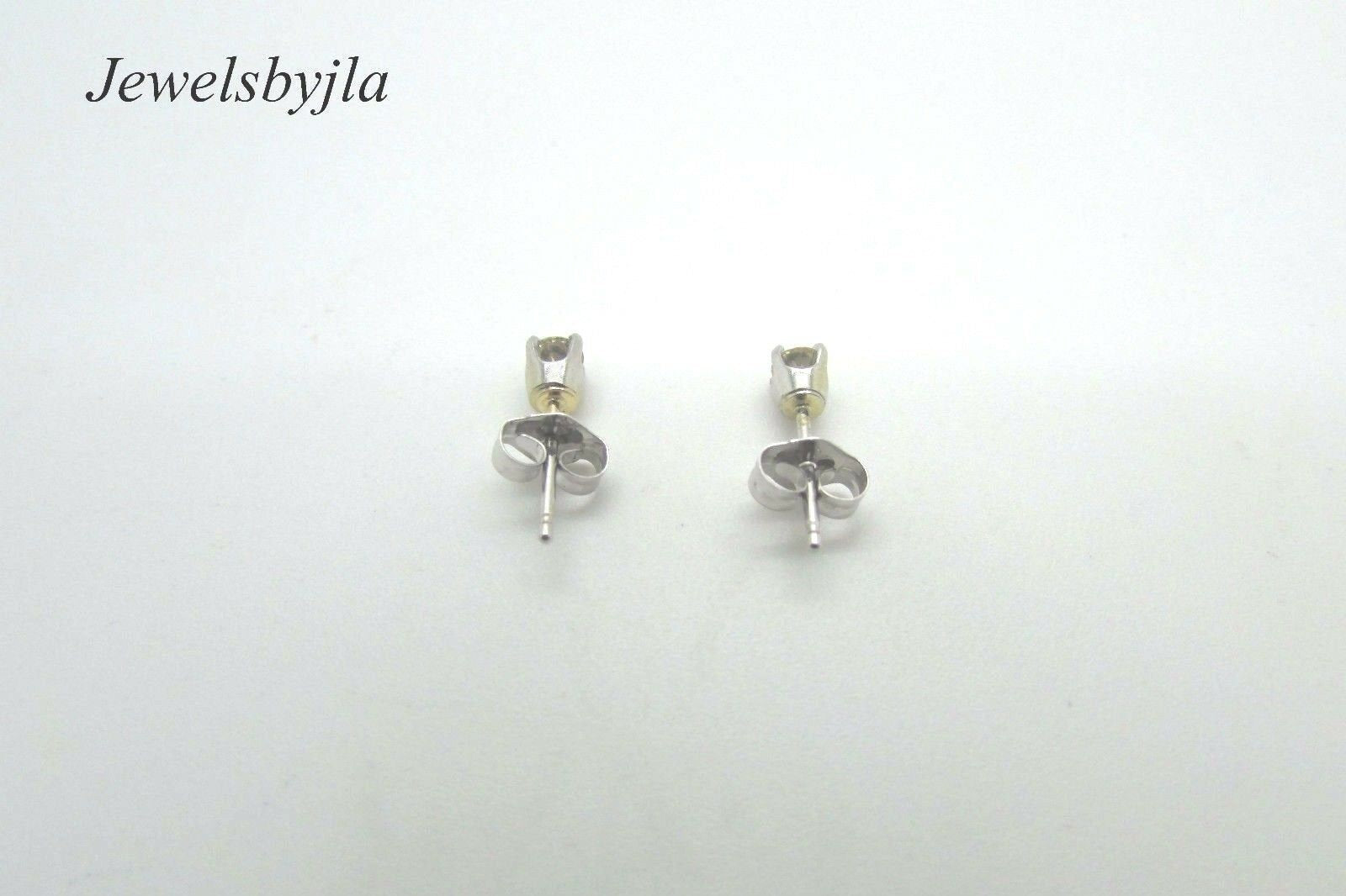 14K Pretty White Gold Round Diamond Stud Earrings .25 Points I Color I1 Clarity