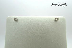 14K Pretty White Gold Round Diamond Stud Earrings .25 Points I Color I1 Clarity
