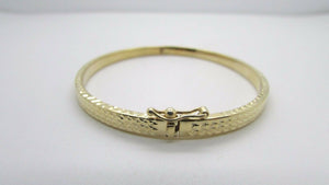 14K Pretty Yellow Gold High Polished Hammered Bracelet 5.3 Grams