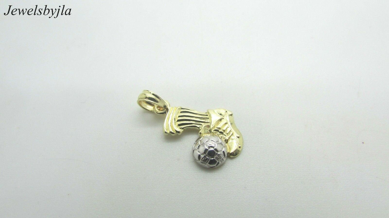 14K Two Tone Gold Soccer Cleat With Soccer Ball Pendant/Charm 1.2 Grams