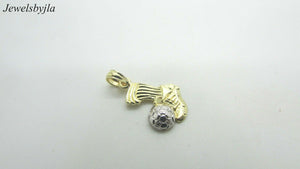14K Two Tone Gold Soccer Cleat With Soccer Ball Pendant/Charm 1.2 Grams