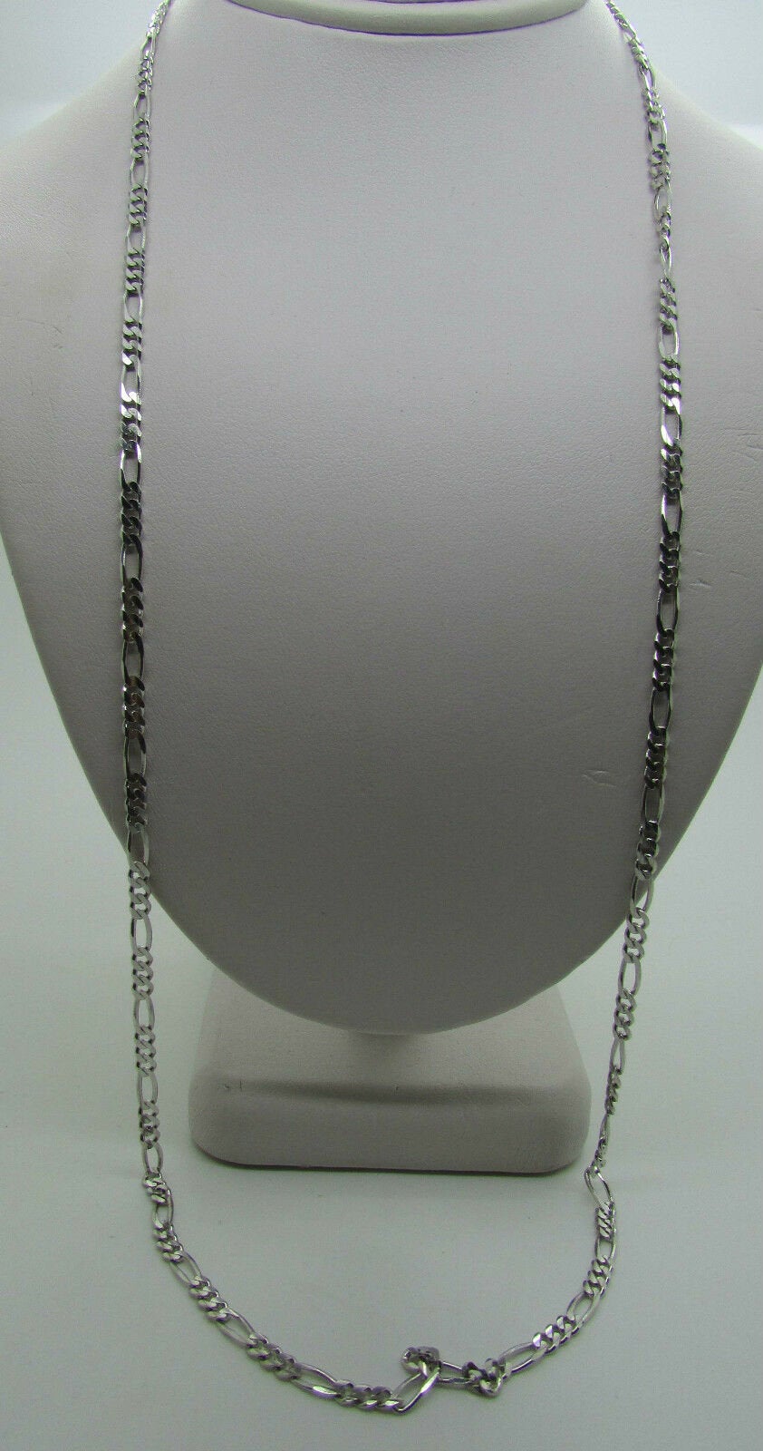 14K Pretty White Gold Figaro Chain 10.2 Grams 24&quot; Made In Italy