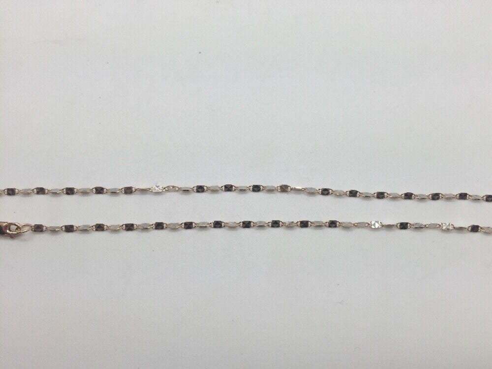 14K Two Tone Diamond Cut 16 Inches Shiny Flat Disc Chain 2.1 Grams