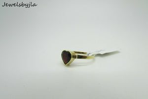 14K Yellow Gold Ladies Pretty Heart Shaped Garnet Ring 2.1 Grams Size 6.5