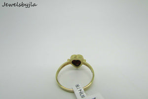 14K Yellow Gold Ladies Pretty Heart Shaped Garnet Ring 2.1 Grams Size 6.5