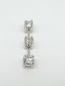 14K White Gold Pretty Three Stone Round Diamond Long Pendant 0.50 Cts 2.5 Grams