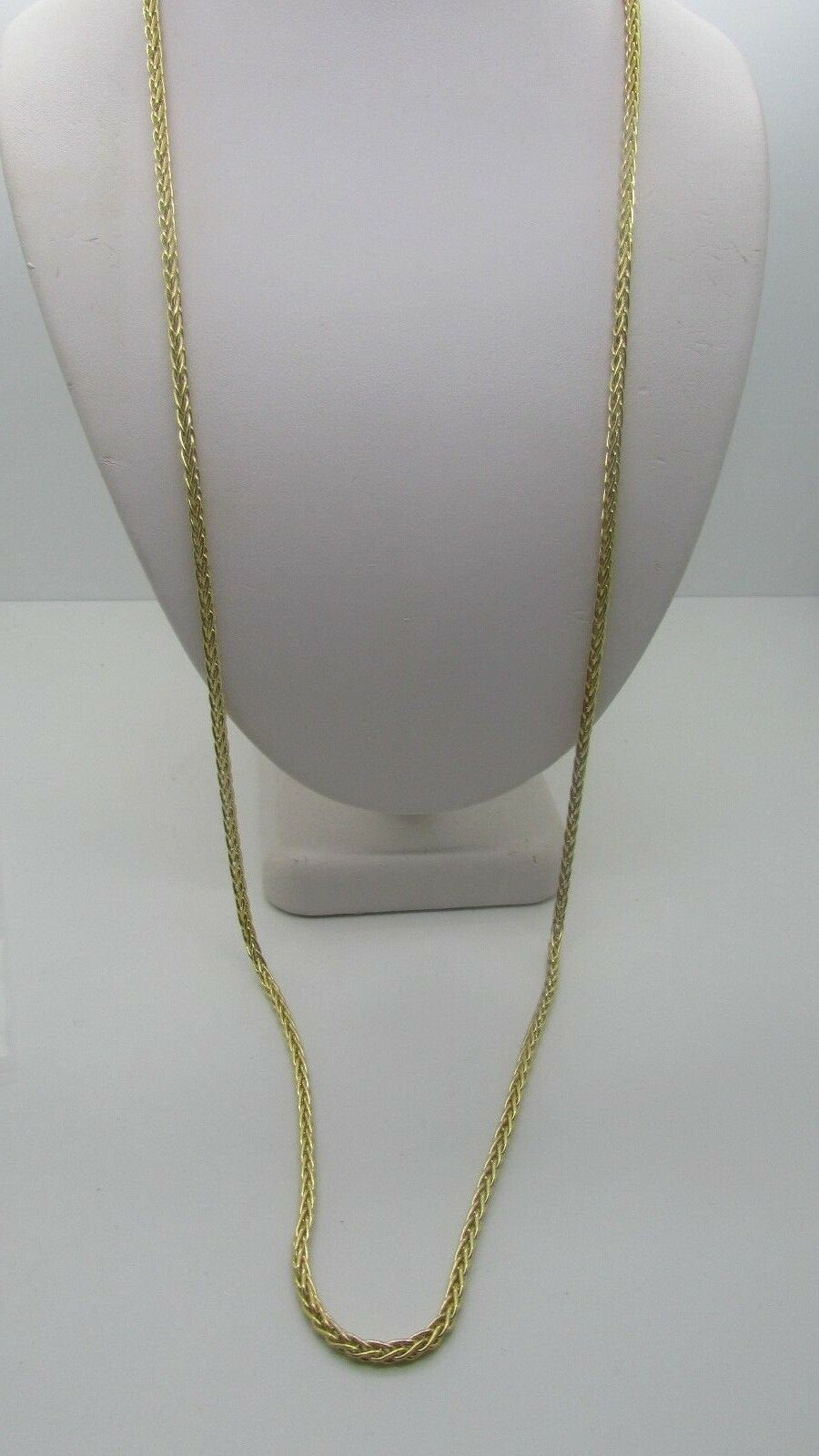 14K Pretty Yellow Gold Square Wheat Chain 26 Inches 19.4 Grams Made In Italy
