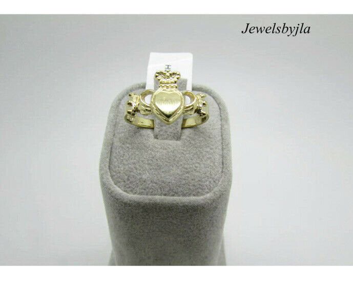 14K Yellow Gold Ladies Pretty Claddagh Ring Size 7.75 Weight 2.9 Grams