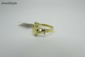 14K Yellow Gold Ladies Pretty Claddagh Ring Size 7.75 Weight 2.9 Grams