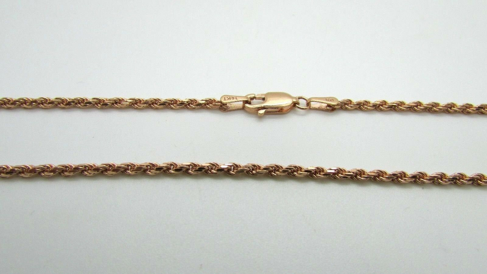 14K Rose Gold Diamond Cut 26 Inches Rope Chain 10.1 Grams Made In Italy.