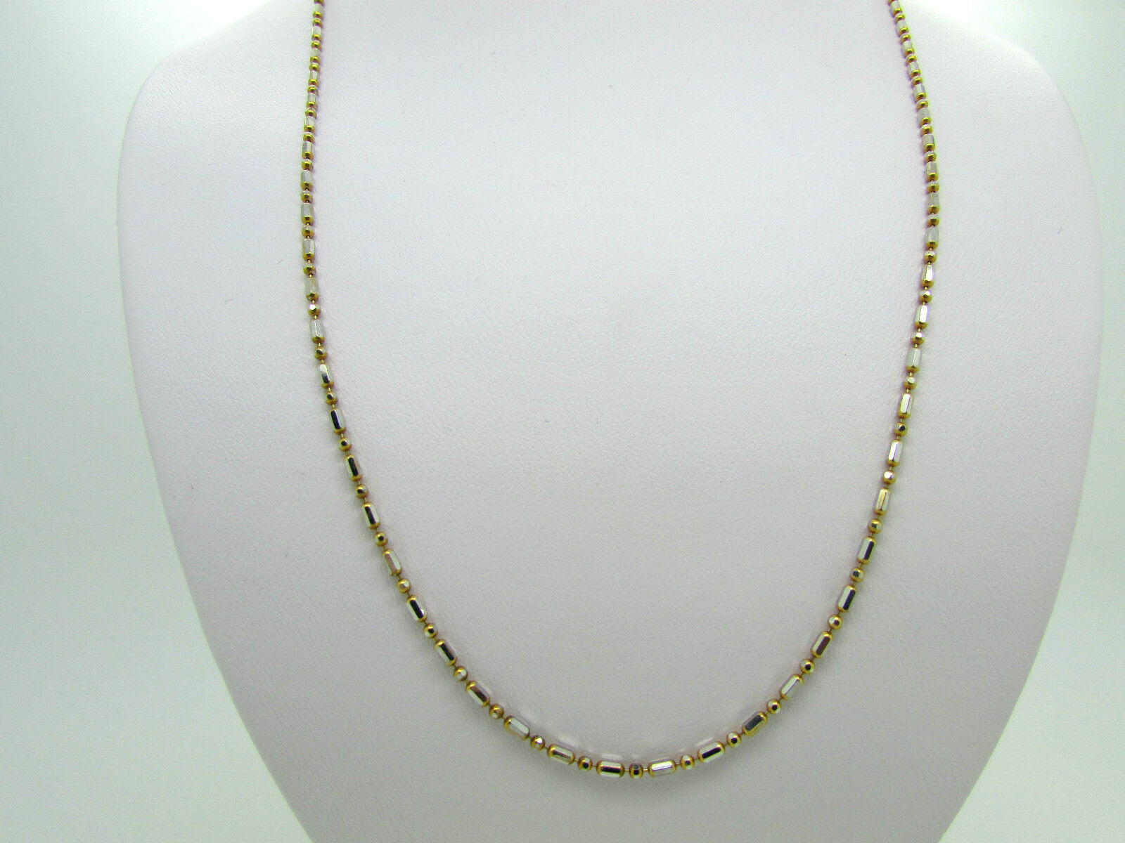 14K Pretty Two Tone Chain 3.5 Grams 1.4 Mm Wide 16 Inches Made In Italy