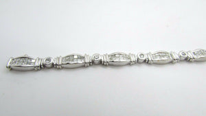 14K White Gold Pretty Fancy Tennis Bracelet Princess and Round Diamonds 5.75 Cts