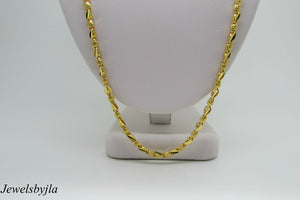 22K Pretty Yellow Gold Nugget Chain With Horseshoe Clasp 19 Inches 15.9 Grams