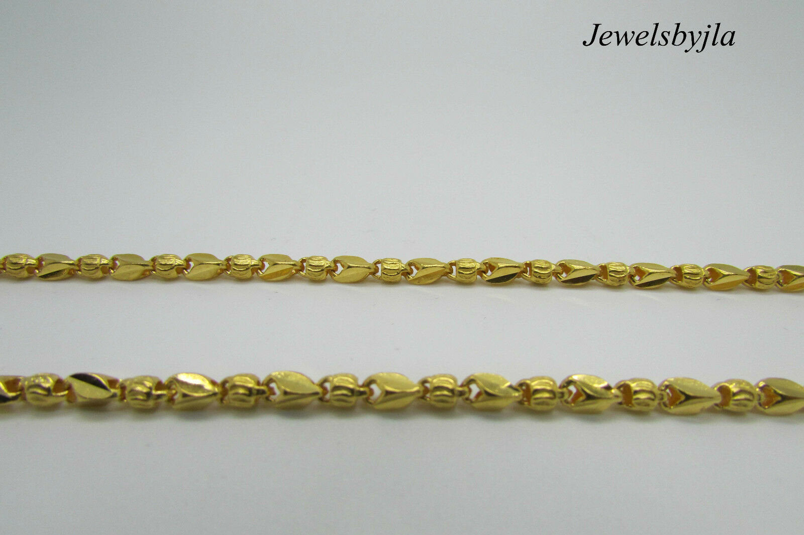 22K Pretty Yellow Gold Nugget Chain With Horseshoe Clasp 19 Inches 15.9 Grams