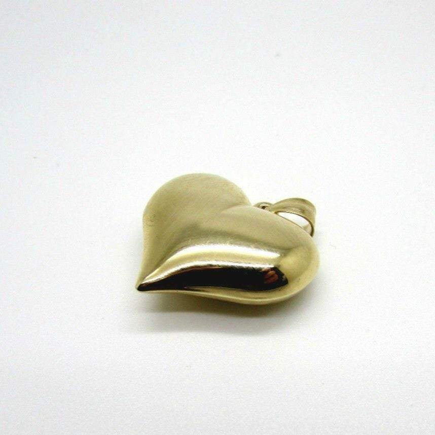 14K Pretty Yellow Gold 3-D Large Puffed Heart Pendant 3.5 Grams