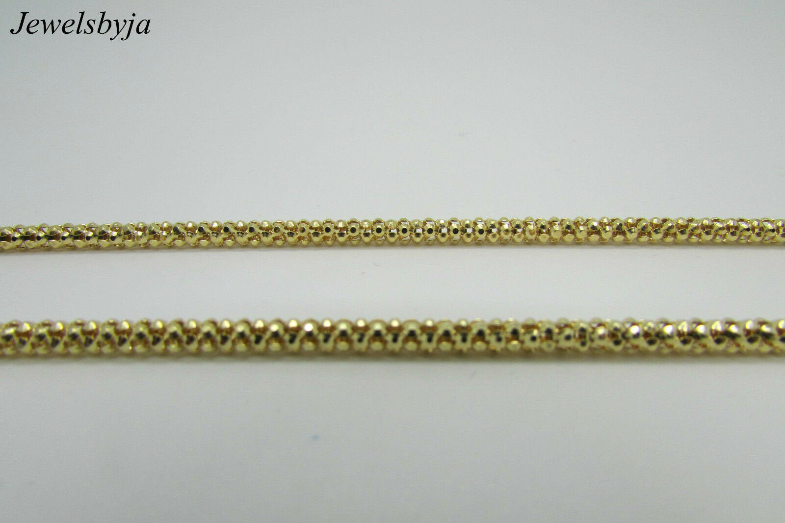 14K Solid Yellow Gold Pretty Popcorn Chain 18 Inches 7.7 Grams 2.6 Mm