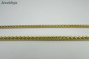 14K Solid Yellow Gold Pretty Popcorn Chain 18 Inches 7.7 Grams 2.6 Mm
