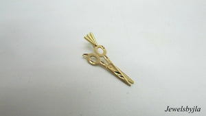 14K Yellow Gold Cute And Detailed Stationary Scissor Charm/Pendant 0.60 Grams
