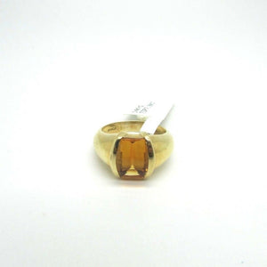 14K Ladies Pretty Yellow Gold Emerald Shape Citrine Ring 6.4 Grams