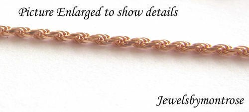 14K Rose Gold Diamond Cut 16 Inches Rope Chain 2.7 Grams 1.1 Mm