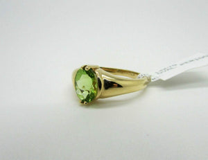 14K Yellow Gold Ladies Pretty Oval Shaped Peridot Ring 3.9 Grams Size 7