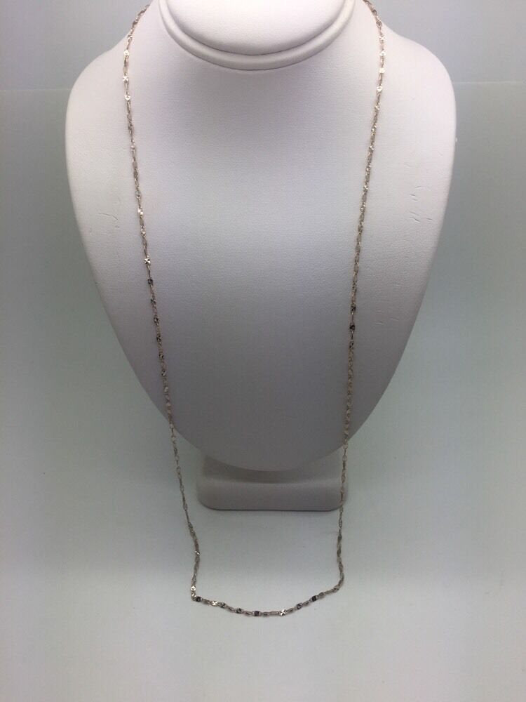14K Two Tone Diamond Cut 24 Inches Shiny Flat Disc Chain 3 Grams