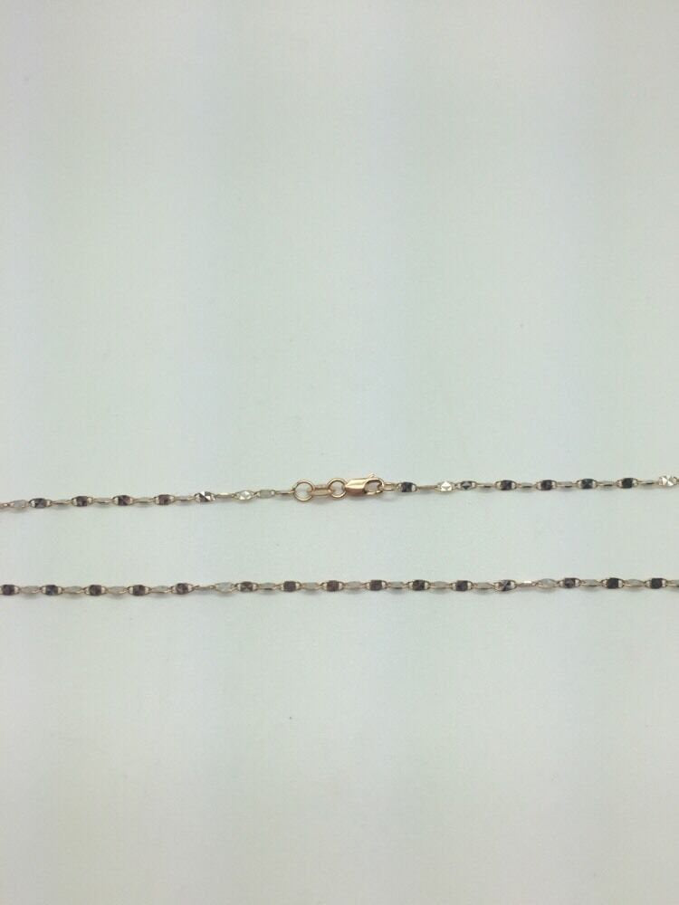 14K Two Tone Diamond Cut 24 Inches Shiny Flat Disc Chain 3 Grams