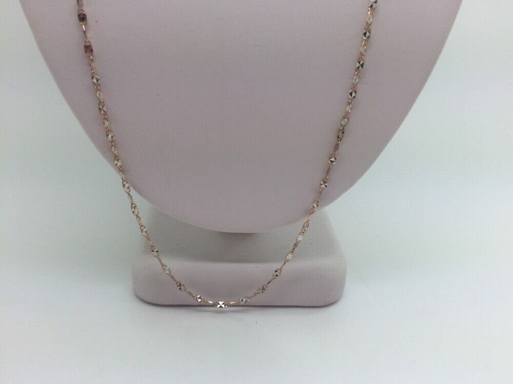 14K Two Tone Diamond Cut 20 Inches Shiny Flat Disc Chain 2.6 Grams
