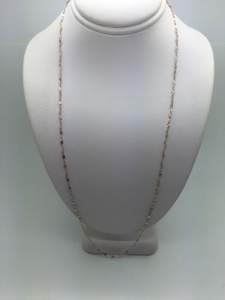 14K Two Tone Diamond Cut 20 Inches Shiny Flat Disc Chain 2.6 Grams