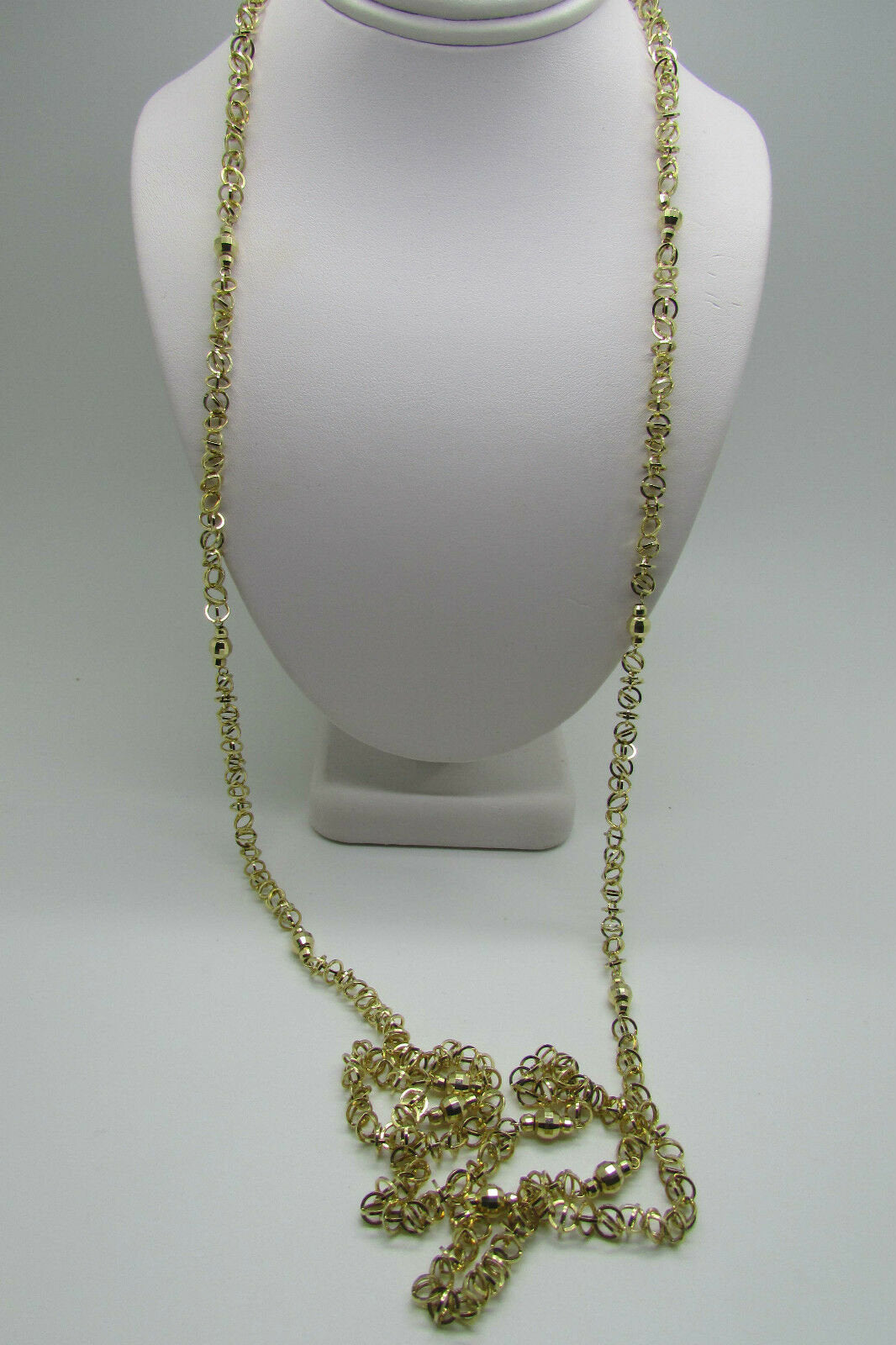 14K Pretty Yellow Gold High Polished Circular Disc Chain 10.6 Grams 38 &quot;1.5 Mm
