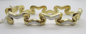 14K Two Tone Gold Beautiful Ladies Twisted Wavy Snake Bracelet 20.9 Grams