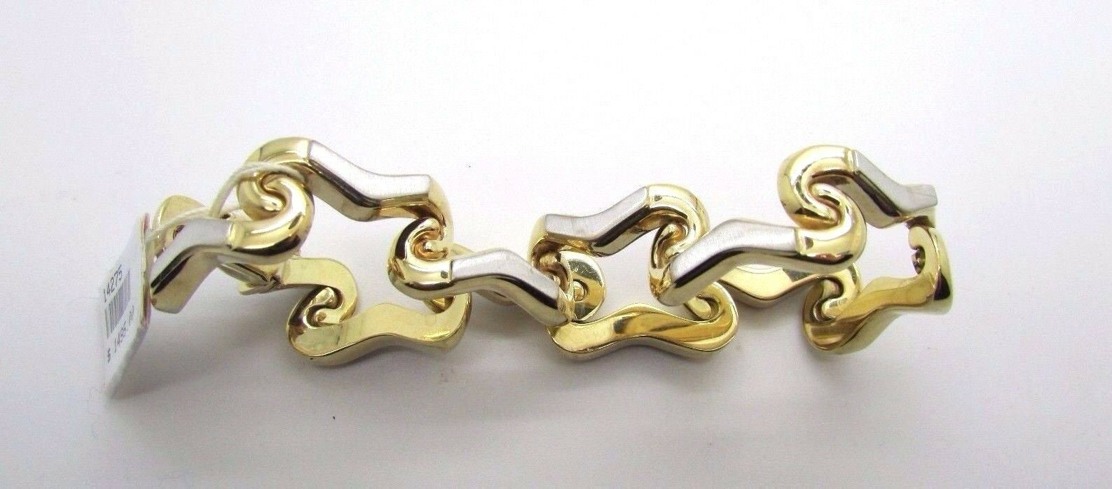 14K Two Tone Gold Beautiful Ladies Twisted Wavy Snake Bracelet 20.9 Grams