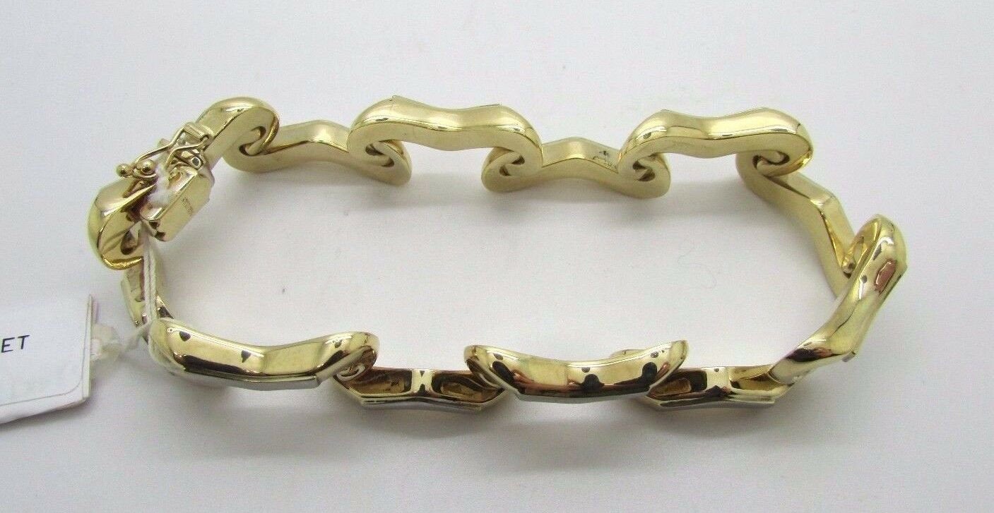14K Two Tone Gold Beautiful Ladies Twisted Wavy Snake Bracelet 20.9 Grams