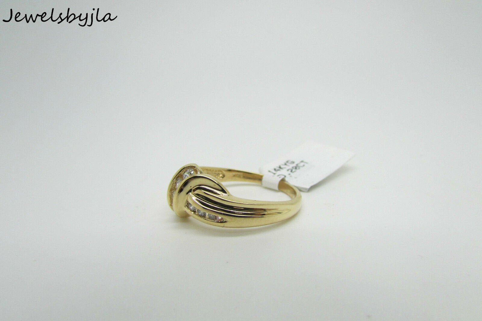 14K Yellow Gold Ladies Pretty Cross Over X Ring With Diamonds 3.1 Grams Size 6.5