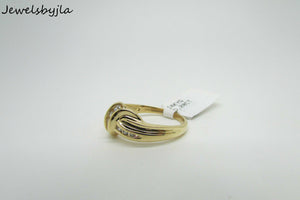 14K Yellow Gold Ladies Pretty Cross Over X Ring With Diamonds 3.1 Grams Size 6.5