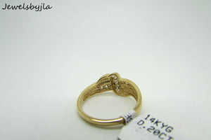 14K Yellow Gold Ladies Pretty Cross Over X Ring With Diamonds 3.1 Grams Size 6.5