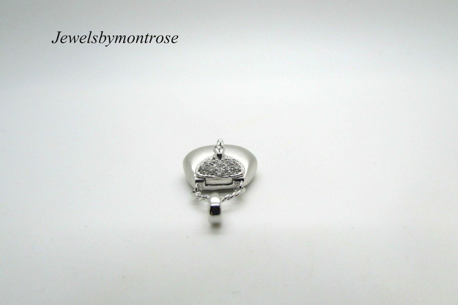 14K White Gold Pretty Ladies Purse Pendant With Diamonds 2.6 Grams 0.10 Cts