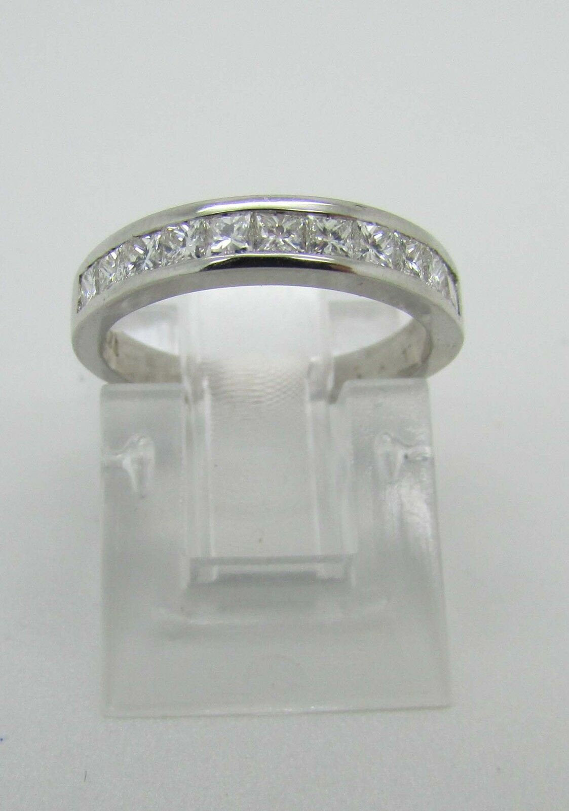 14K White Gold Eternity Wedding Ring Princess Cut Diamonds 0.40 Cts Sale!!!