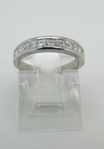 14K White Gold Eternity Wedding Ring Princess Cut Diamonds 0.40 Cts Sale!!!